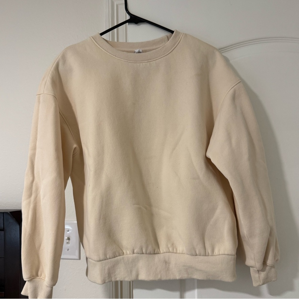 ANRABESS Oversized Crewneck Sweatshirt – Cream